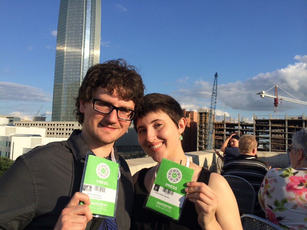 2014-06-12 Film Row-04 Leslie and Dennis holding Press Passes