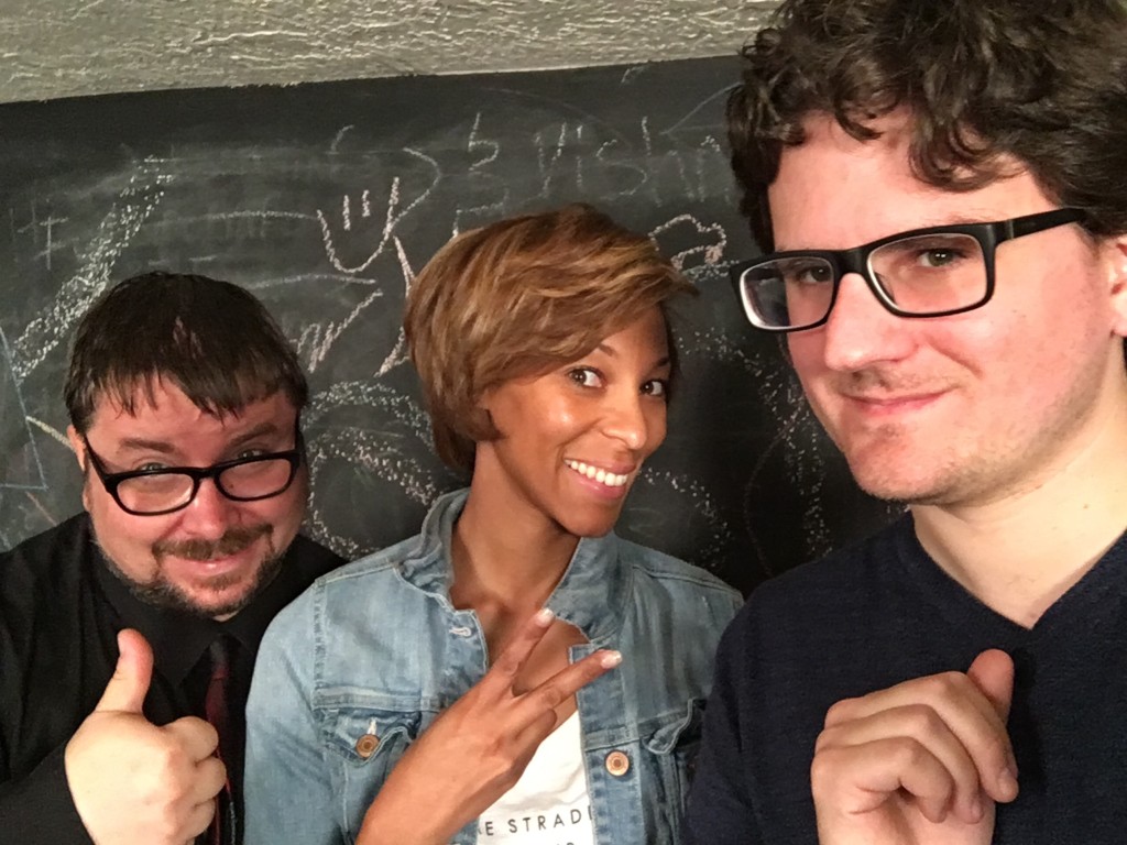 John, Paulette, and Dennis getting ready to film