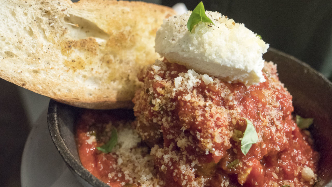 Meatball at Osteria - photo by Dennis Spielman
